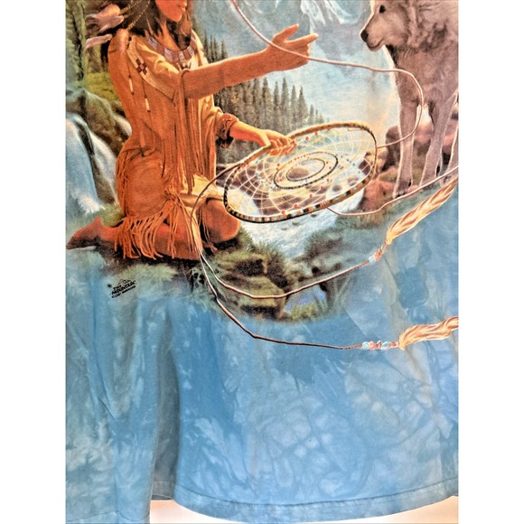 Vtg Y2K The Mountain 2001 T-Shirt 2XL Wolf Dreamcatcher Tie Dye - Excellent Cond - Picture 6 of 13